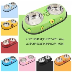 Stainless Steel Pet Feeding Double Bowls Anti Ants Portable Dog Feeder Dispenser Anti Knock Detachable Pet Food Water Feeder