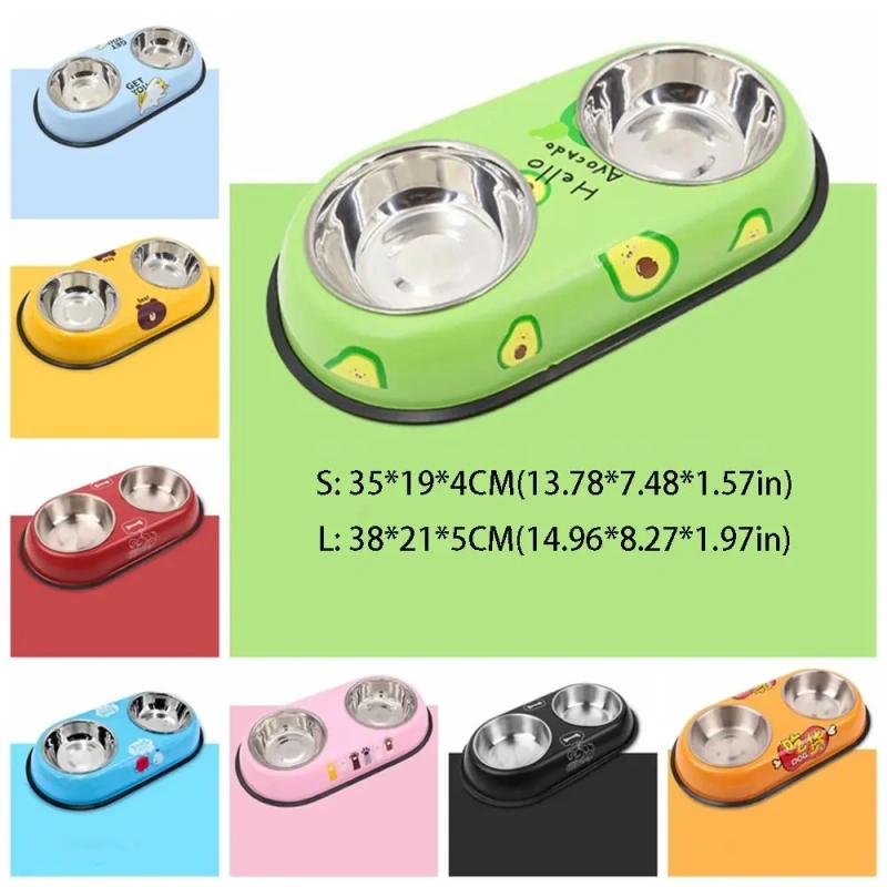 Stainless Steel Pet Feeding Double Bowls Anti Ants Portable Dog Feeder Dispenser Anti Knock Detachable Pet Food Water Feeder