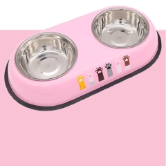 Stainless Steel Pet Feeding Double Bowls Anti Ants Portable Dog Feeder Dispenser Anti Knock Detachable Pet Food Water Feeder