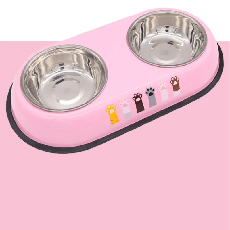 Stainless Steel Pet Feeding Double Bowls Anti Ants Portable Dog Feeder Dispenser Anti Knock Detachable Pet Food Water Feeder