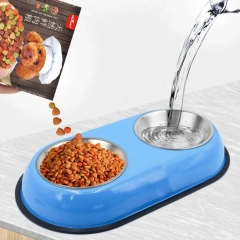 Stainless Steel Pet Feeding Double Bowls Anti Ants Portable Dog Feeder Dispenser Anti Knock Detachable Pet Food Water Feeder
