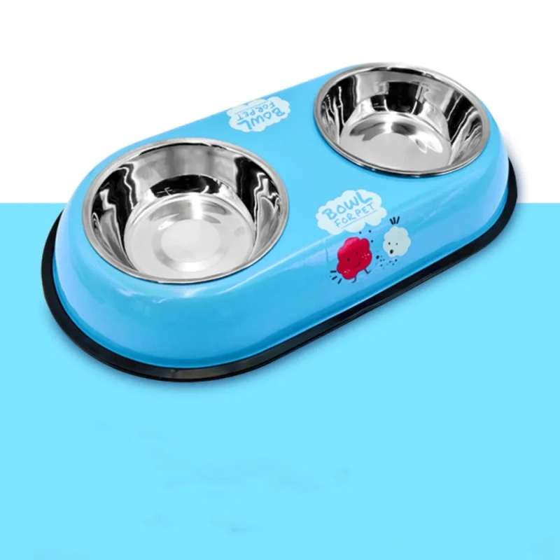 Stainless Steel Pet Feeding Double Bowls Anti Ants Portable Dog Feeder Dispenser Anti Knock Detachable Pet Food Water Feeder