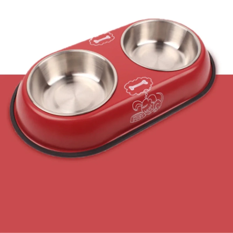 Stainless Steel Pet Feeding Double Bowls Anti Ants Portable Dog Feeder Dispenser Anti Knock Detachable Pet Food Water Feeder