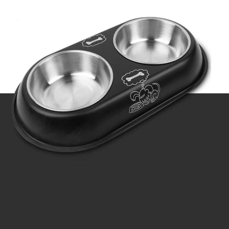 Stainless Steel Pet Feeding Double Bowls Anti Ants Portable Dog Feeder Dispenser Anti Knock Detachable Pet Food Water Feeder
