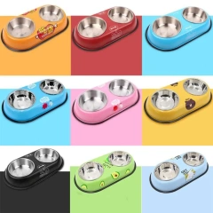 Stainless Steel Pet Feeding Double Bowls Anti Ants Portable Dog Feeder Dispenser Anti Knock Detachable Pet Food Water Feeder