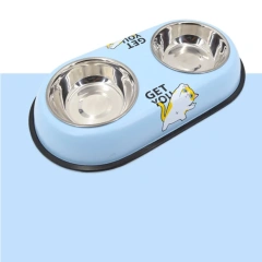 Stainless Steel Pet Feeding Double Bowls Anti Ants Portable Dog Feeder Dispenser Anti Knock Detachable Pet Food Water Feeder
