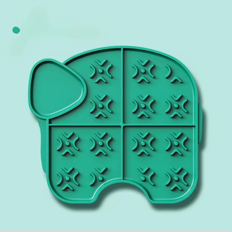 Elephant Shaped Dog Slow Feeder Mat, Silicone Anti-choking Dog Lick Pad Food Plate Mat With Raised Edge