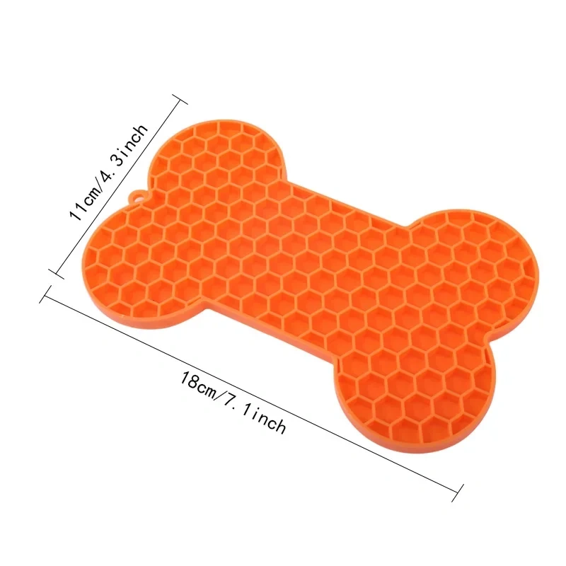Silicone Licking Pad Mat for Pet Dogs Cats Slow Food Bowls with Suction Cup Feeding Food Bone Shape Silicone Licking Pad