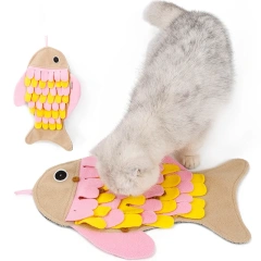 Fish Shaped Pet Sniffing Mat Plush Food Hiding Puzzle Training Cat Dog Slow Food Puzzle Toy To Relieve Boredom Pet Supplies