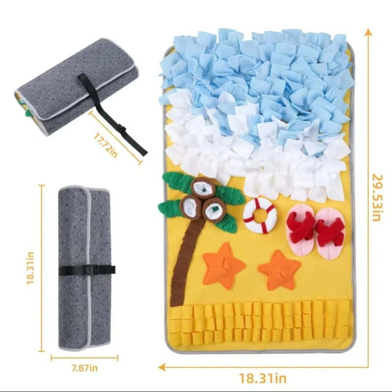Pet Dog Snuffle Slow Feeding Mat Large Puppy Sniffing Puzzle Toys Pet Slow Eating Training Snuffle Mat Natural Foraging Skills