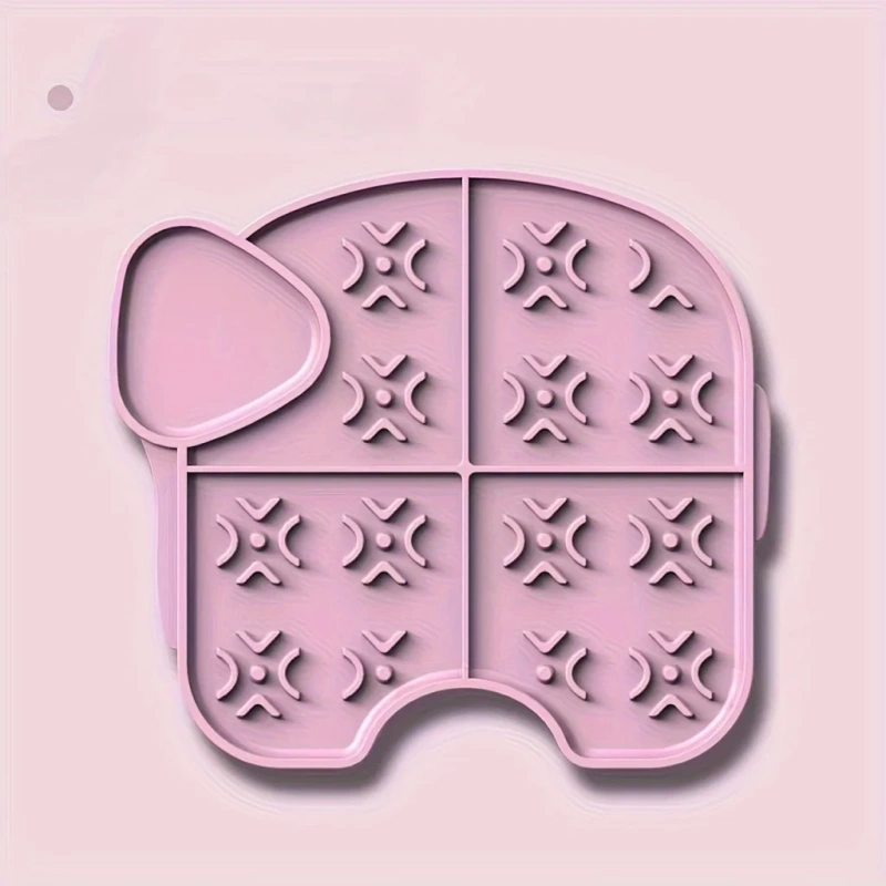 Elephant Shaped Dog Slow Feeder Mat, Silicone Anti-choking Dog Lick Pad Food Plate Mat With Raised Edge