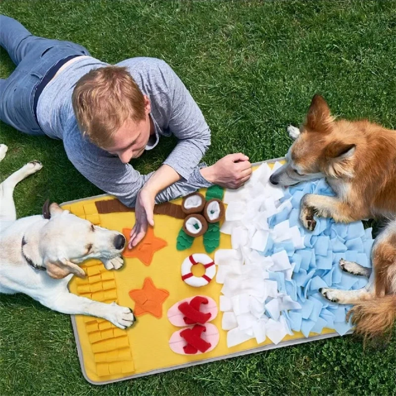 Pet Dog Snuffle Slow Feeding Mat Large Puppy Sniffing Puzzle Toys Pet Slow Eating Training Snuffle Mat Natural Foraging Skills