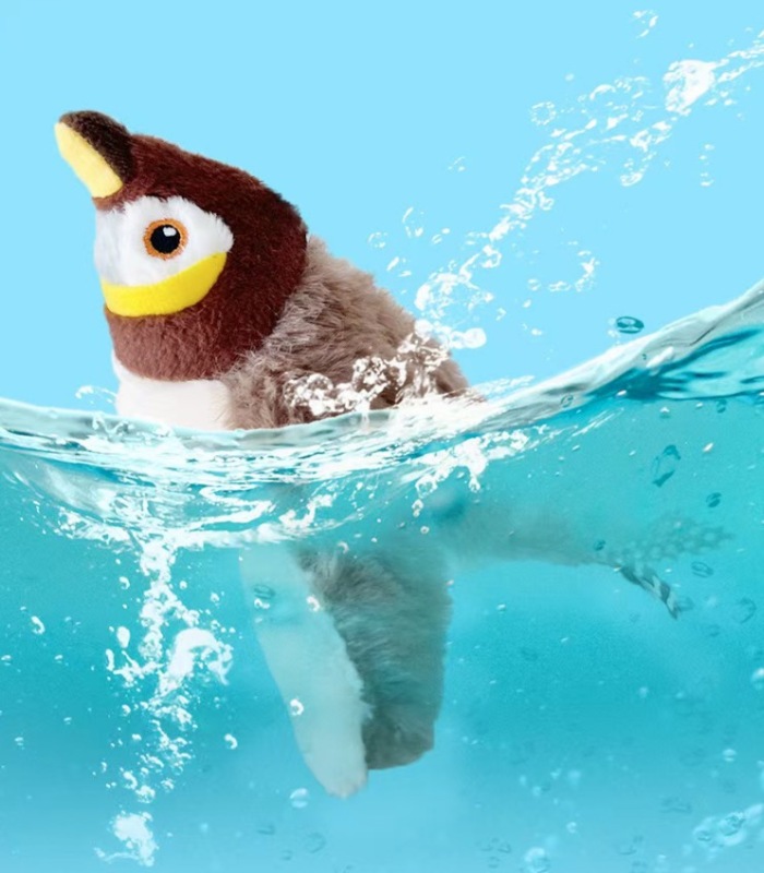 1pc Flapping Sparrow Cat Toys Interactive Chirping Bird Movements Touch Activated Electric Plush Toy Rechargeable Kitten Toy Pet