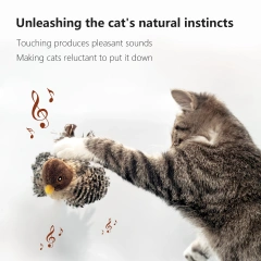 Interactive Cat Toys Flying Bird Cat Toy Flapping Wings Sparrow Catnip Toys Vivid Chirpi]ng Simulation Bird Interactive Cat Toy
