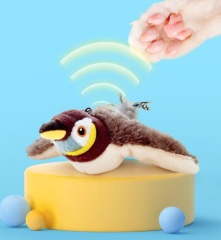 1pc Flapping Sparrow Cat Toys Interactive Chirping Bird Movements Touch Activated Electric Plush Toy Rechargeable Kitten Toy Pet