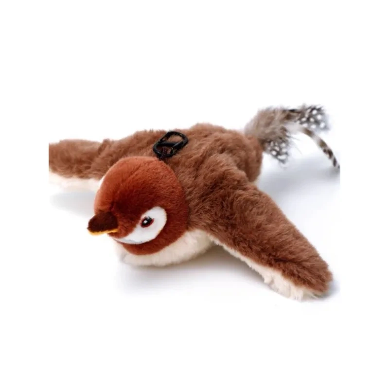 1pc Flapping Sparrow Cat Toys Interactive Chirping Bird Movements Touch Activated Electric Plush Toy Rechargeable Kitten Toy Pet
