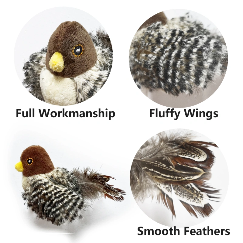Interactive Cat Toys Flying Bird Cat Toy Flapping Wings Sparrow Catnip Toys Vivid Chirpi]ng Simulation Bird Interactive Cat Toy