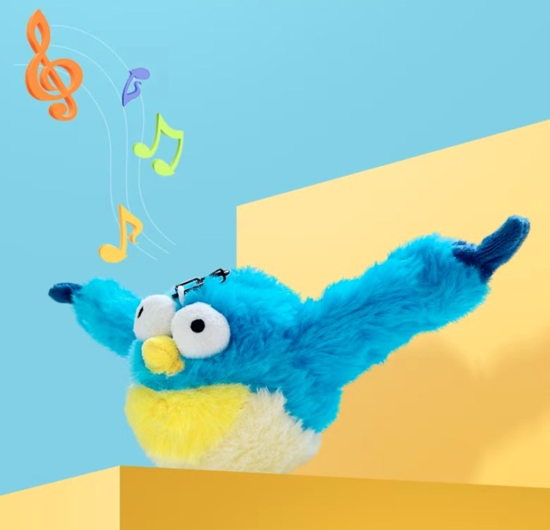 1pc Flapping Sparrow Cat Toys Interactive Chirping Bird Movements Touch Activated Electric Plush Toy Rechargeable Kitten Toy Pet
