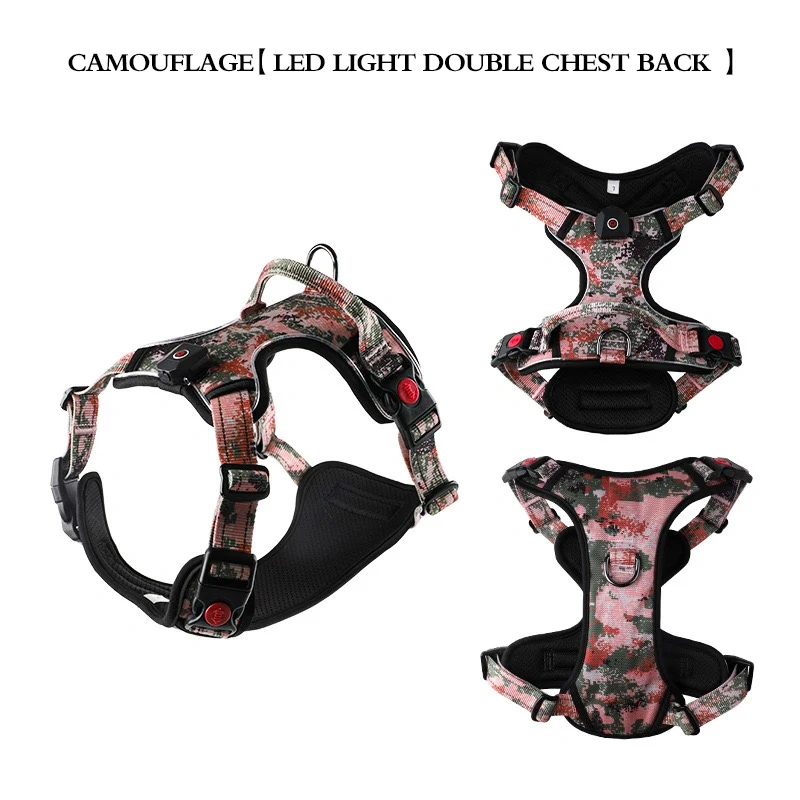Dog luminous chest and back，LED light-up chest strap，Comfortable, breathable and luminous harness