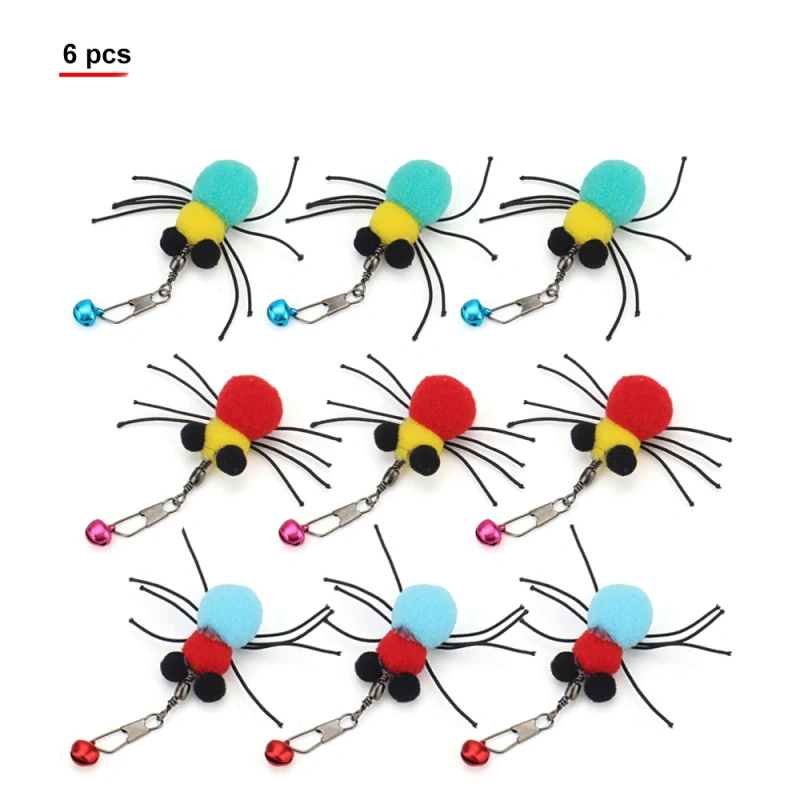 9pcs Simulation Plush Spider Replacement Head Of Cat Teaser Stick Fun Pet Cat Toy