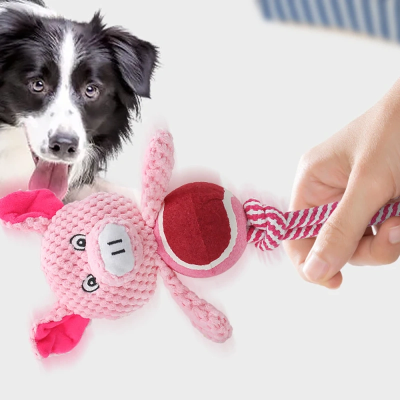 Plush Pig Frog Pet Squeaky Toys for Small Dogs Puppy Rope Ball Chew Toy Squeak Pets Accessories Supplies