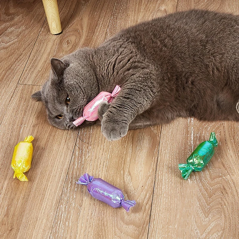 Interactive Cat Catnip Toys Crinkly Sound Kitten Bite Kicker Toys for Cat Exercise Candy Shaped Cat Toy