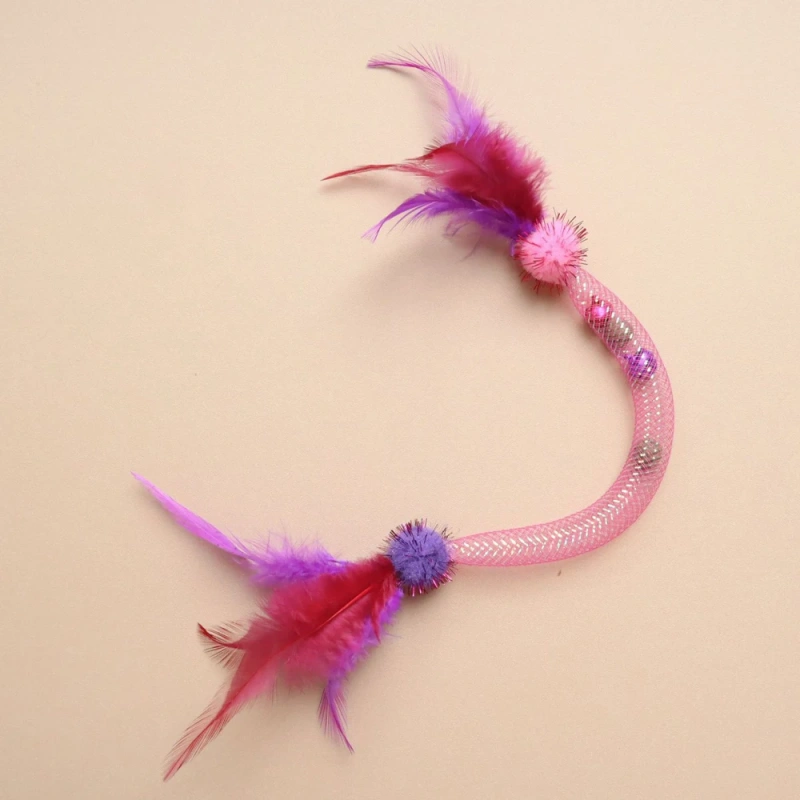 3pcs Random Mix Mint Ball Elastic Net Cat Teaser Stick Kitten Interactive Scratching Feather Toys Funny Pet Supplies
