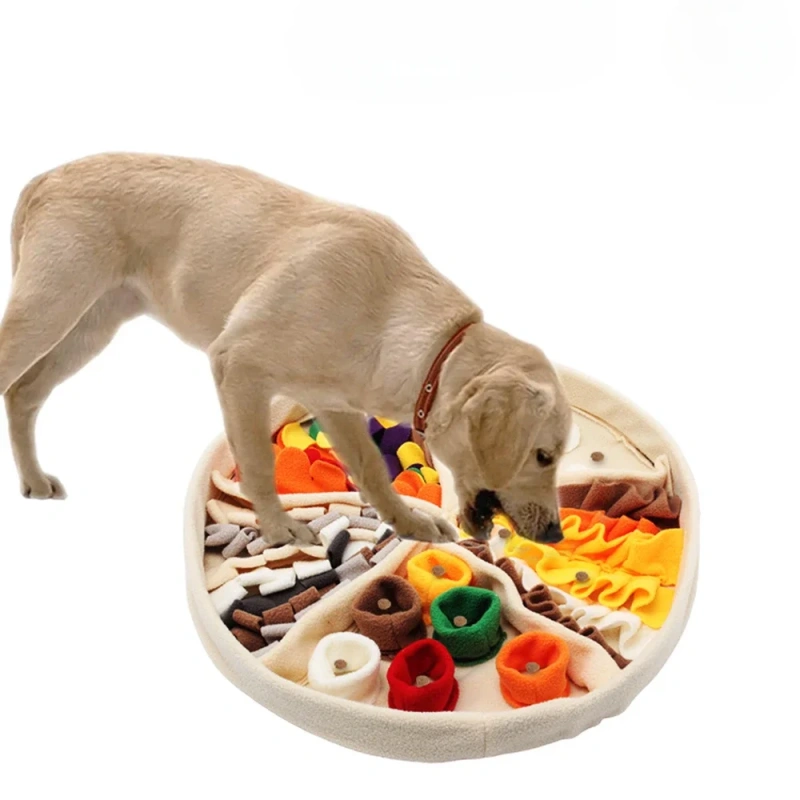 Delicious Treat for Dogs Food Plate Design Pizza  Snuffle Mat Dog Chew Squeaky Inyeractive Plush Toys