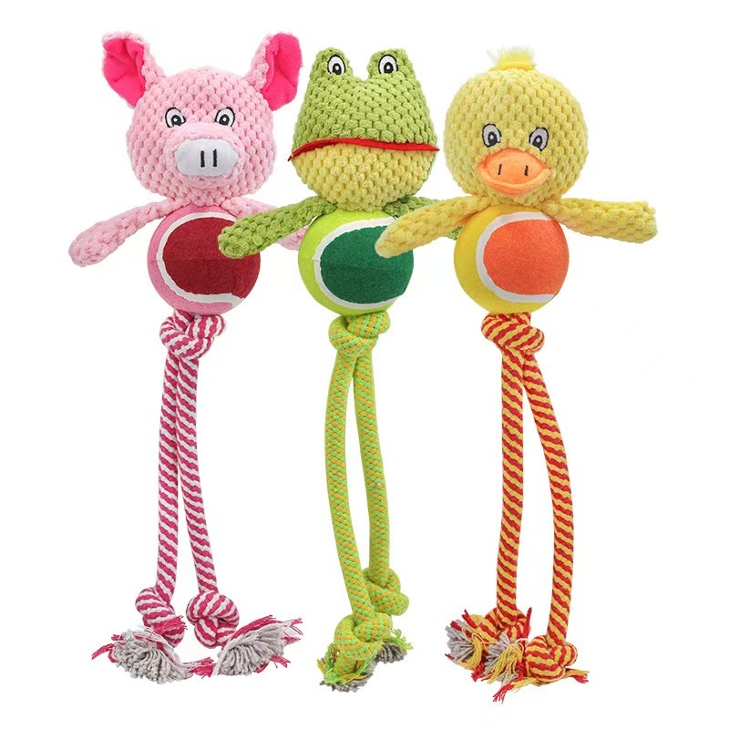 Plush Pig Frog Pet Squeaky Toys for Small Dogs Puppy Rope Ball Chew Toy Squeak Pets Accessories Supplies