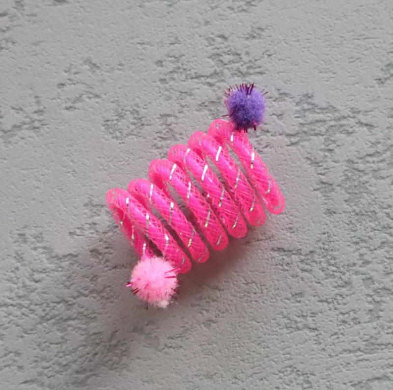 1pcs Colorful Spring Cat Toy Chew Resistant Elastic Wool Ball Spring Toys for Cats Tease Pet Supplies