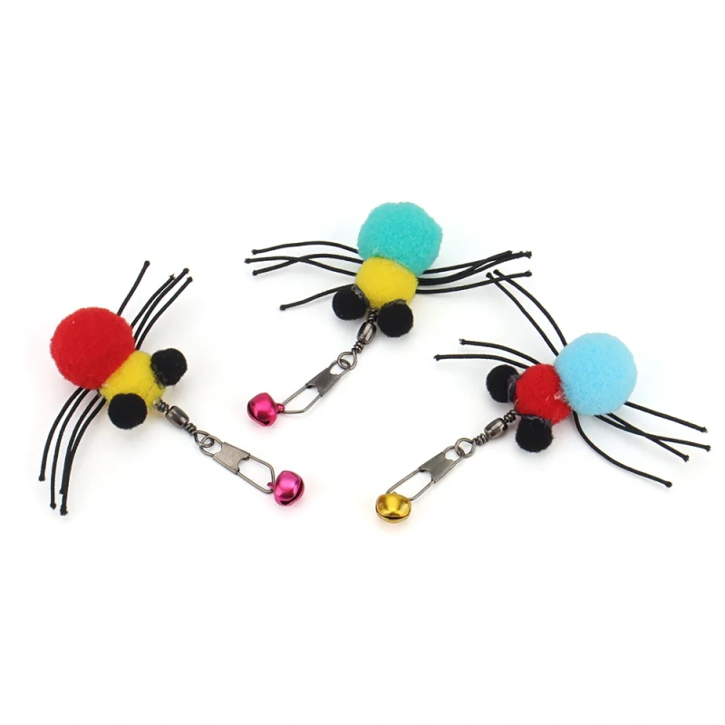 9pcs Simulation Plush Spider Replacement Head Of Cat Teaser Stick Fun Pet Cat Toy