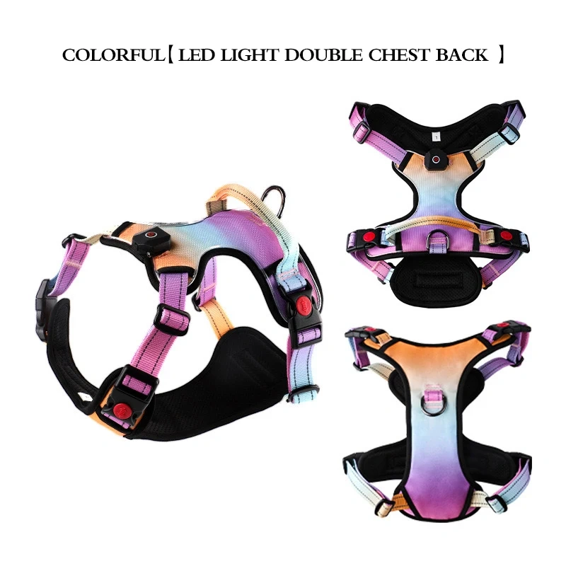 Dog luminous chest and back，LED light-up chest strap，Comfortable, breathable and luminous harness