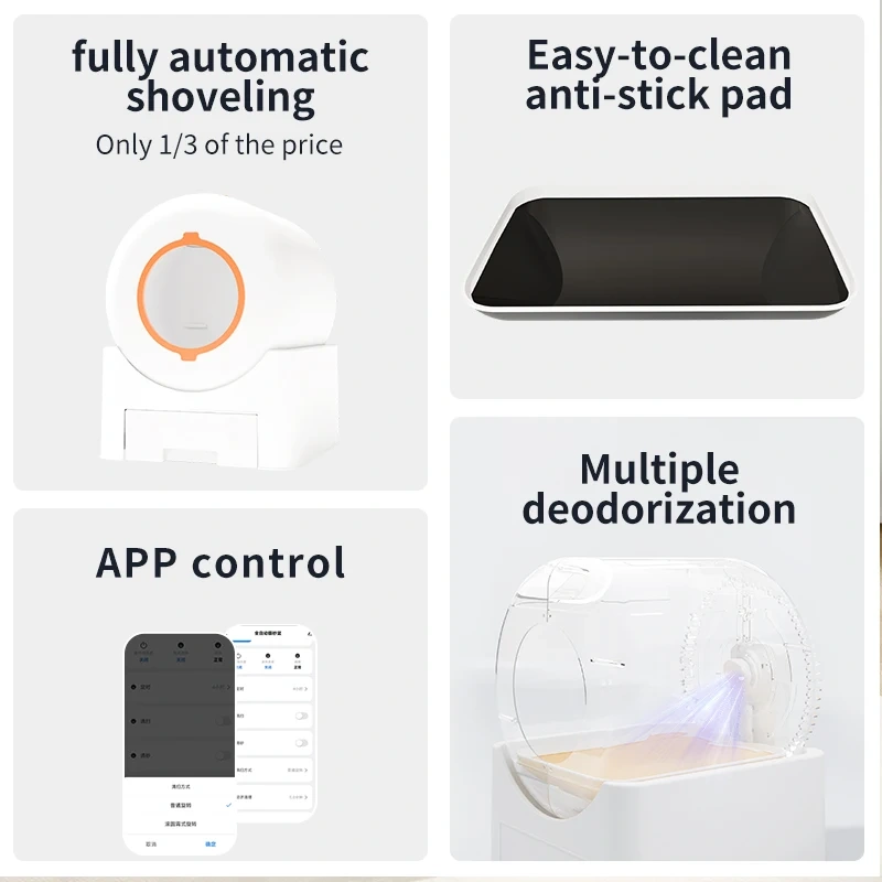 2024 new model Automatic Smart Cat Litter Box Self Cleaning Fully Enclosed Cat Litter Box Pet Toilet Litter Tray English version