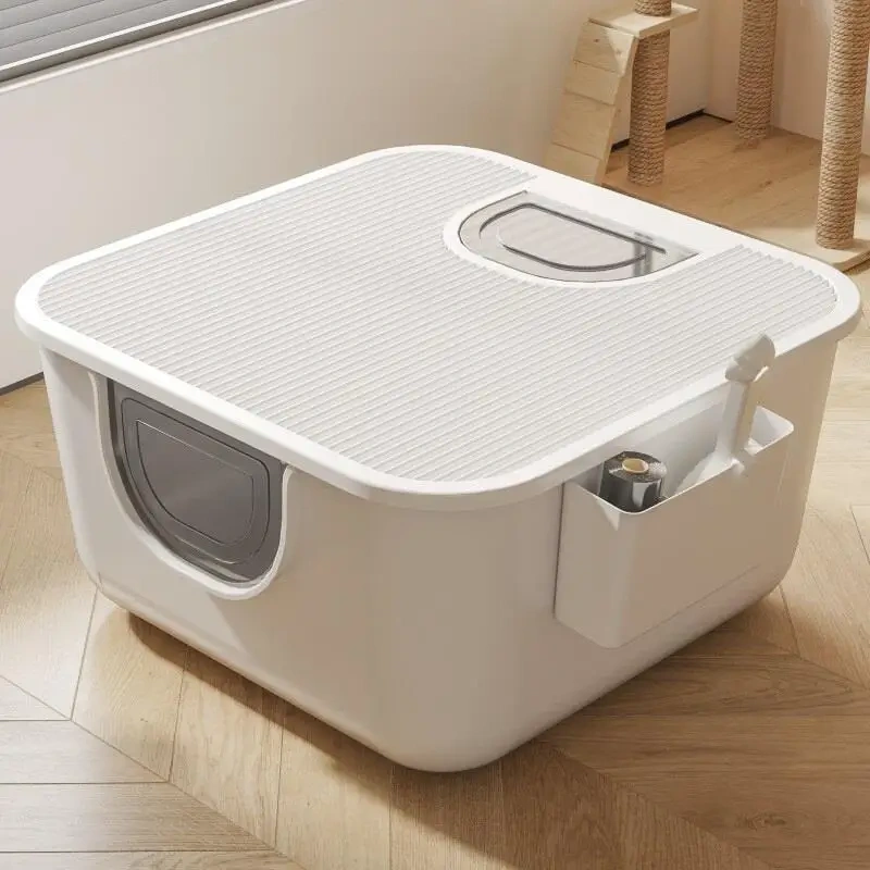 Deep Cat Litter Box, Fully Enclosed, Extra Large Splash-proof Cat Toilet, Side-entry Top-out Cat Litter Box, Pet Supplies