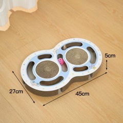 Cat face-shaped cat scratching board with bell ball hard cardboard wear-resistant sharpen a claw Colourful Feather Toys porous