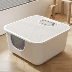 Deep Cat Litter Box, Fully Enclosed, Extra Large Splash-proof Cat Toilet, Side-entry Top-out Cat Litter Box, Pet Supplies