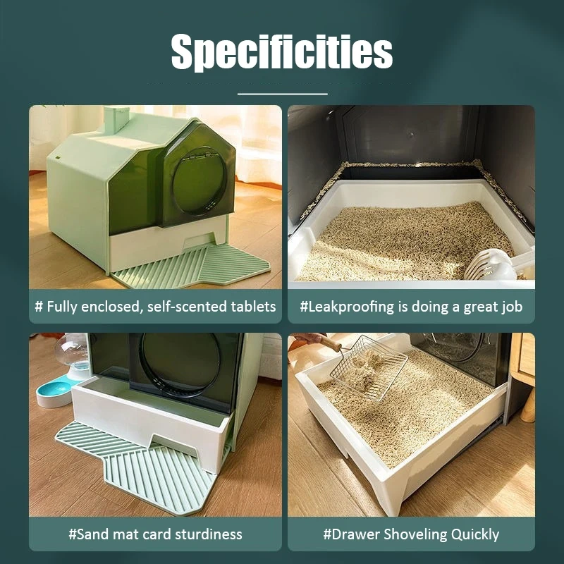 New Cat Litter Pan Fully Enclosed Odour Barrier Extra Large Oversized Drawer Anti Litter Splash Cats Litter Pan Pet Products