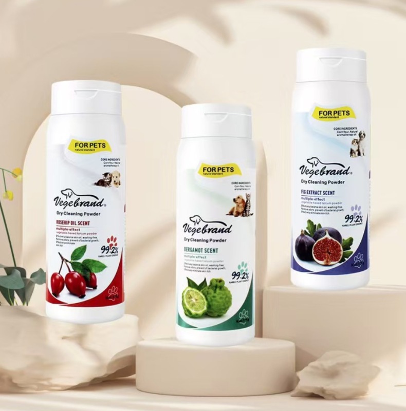 Pet Fruit Shampoo Set Custom Label Dog Shampoo Dry Powder Gift Box Four Bottles Of Pet Shampoo Cleansing Powder