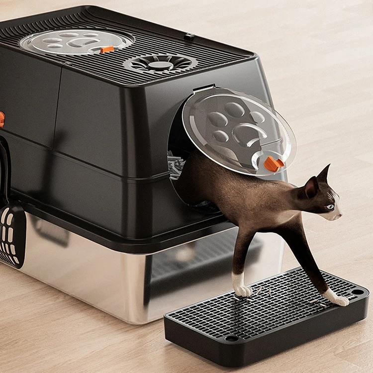 2024 Hot Sale Cat Products Extra Large Stainless Steel Cat Litter Box Katzen Toilette Aus Edelstahl