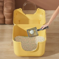 Large Capacity Cat Bedpans Totally Closed Cat Litter Box Anti-Spill & Sand-Leakage Pet Toilet Plastic Cat Sandbox Sanitary Tray