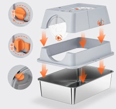 2024 Hot Sale Cat Products Extra Large Stainless Steel Cat Litter Box Katzen Toilette Aus Edelstahl