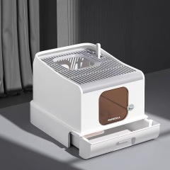 Large Space Cat Litter Box & Accessories PP Material Square Toilet Automatic Door Fully Enclosed Cat Litter Box