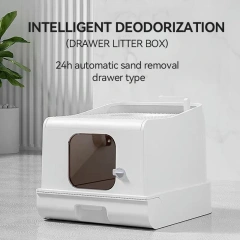 Large Space Cat Litter Box & Accessories PP Material Square Toilet Automatic Door Fully Enclosed Cat Litter Box