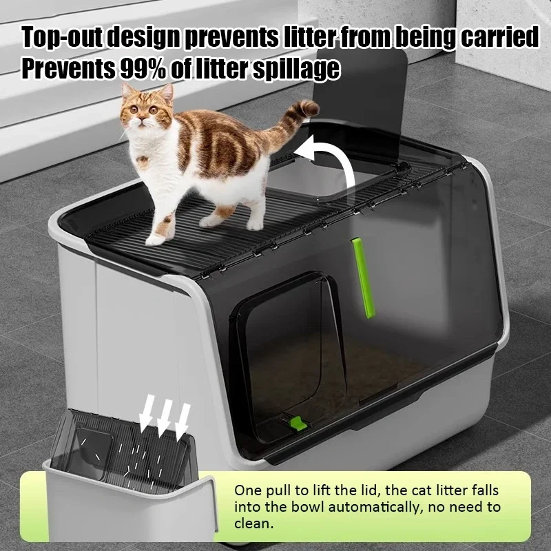 New Top-entry Cat Litter Box Tray Kitten Extra Large Fully Enclosed Anti-splash Mat Anti-smell Cats Litter Box Pet Products