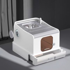 Large Space Cat Litter Box & Accessories PP Material Square Toilet Automatic Door Fully Enclosed Cat Litter Box
