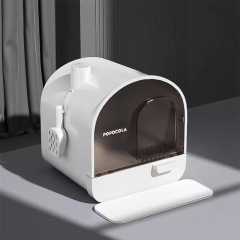 Large Space Cat Litter Box & Accessories PP Material Square Toilet Automatic Door Fully Enclosed Cat Litter Box