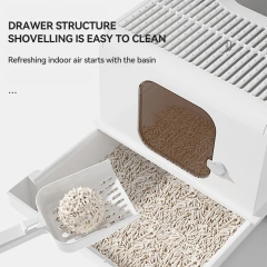 Large Space Cat Litter Box & Accessories PP Material Square Toilet Automatic Door Fully Enclosed Cat Litter Box