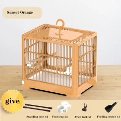 Travel Bird Cage, Bird Travel Carrier Cage With Handle, 2 Standing Pole, Food Container And 2 Cup, Fruit Fork For Cockatiels