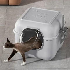 Large Capacity Cat Bedpans Totally Closed Cat Litter Box Anti-Spill & Sand-Leakage Pet Toilet Plastic Cat Sandbox Sanitary Tray