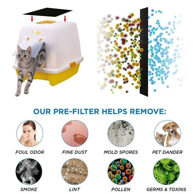 Kitten Litter Box Charcoal Filter For Home Household Cat Litter Box Filter Activated Carbon Deodorant Pad For Home Garden 46pcs